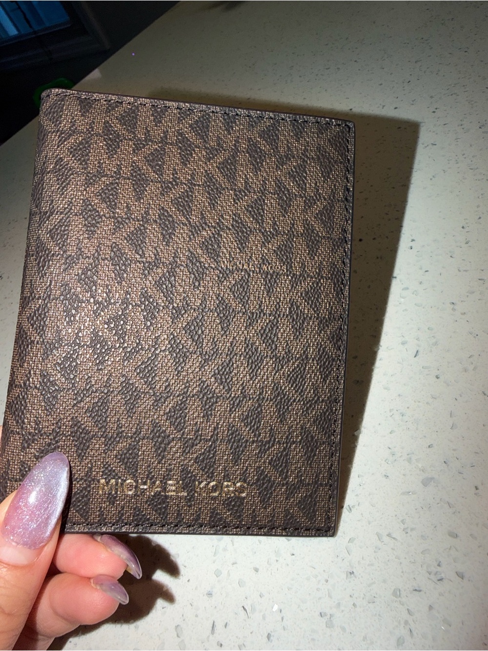 Michael Kors Brown Signature Monogram Card & Passport Holder
